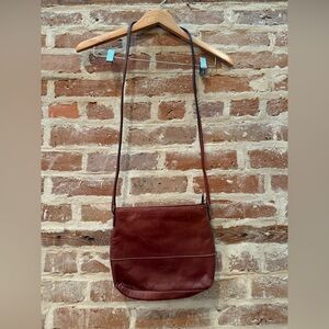 Leather brown bucket purse